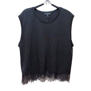 Rag & Bone Womens S Black Lace Trim Muscle Tank Chic Layering Elevated Basic